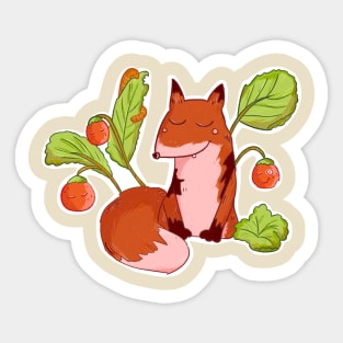 Sleepy Strawberry Fox Sticker